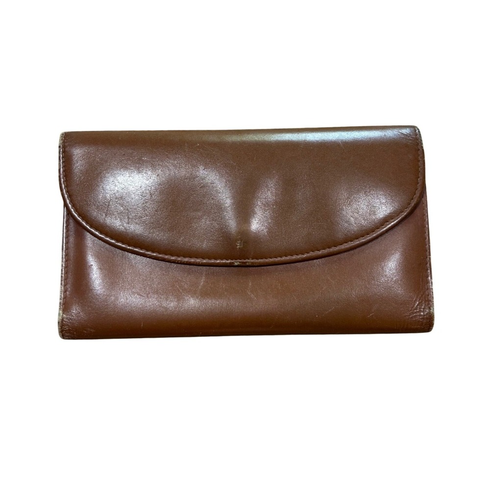Vintage Coach Brown Leather Slim Envelope Clutch Wallet Zip Pocket *READ